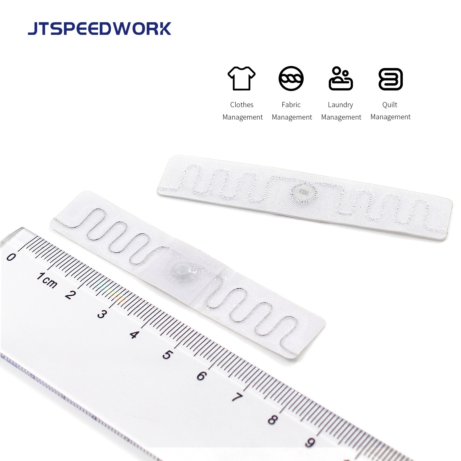 JT-F7515 902-928Mhz UHF Fabric Washable RFID ClothTag 75x15MM