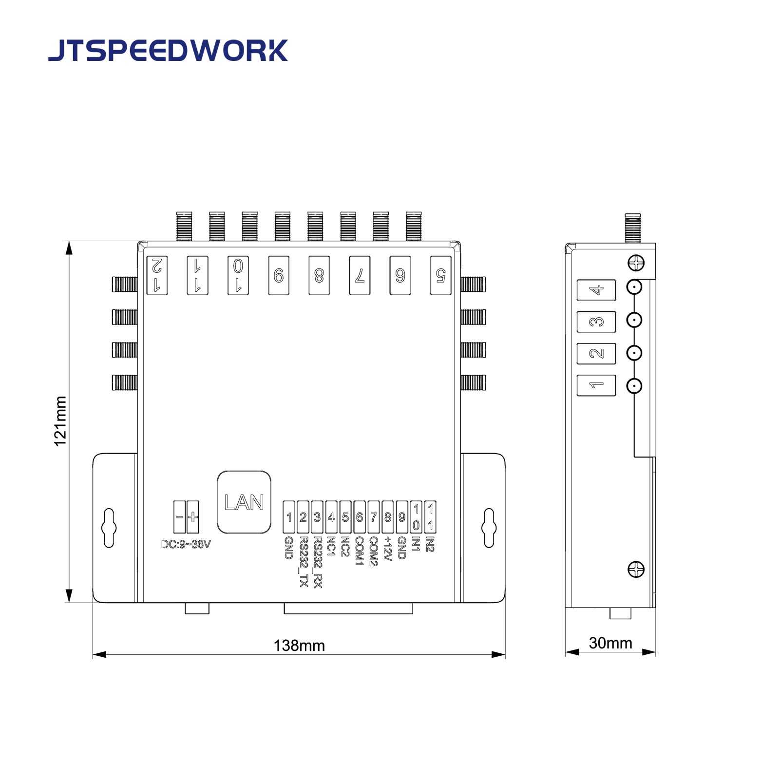 JT-932-8/16 8/16-ports UHF RFID Fixed Reader 860-960MHz for Warehouse Management