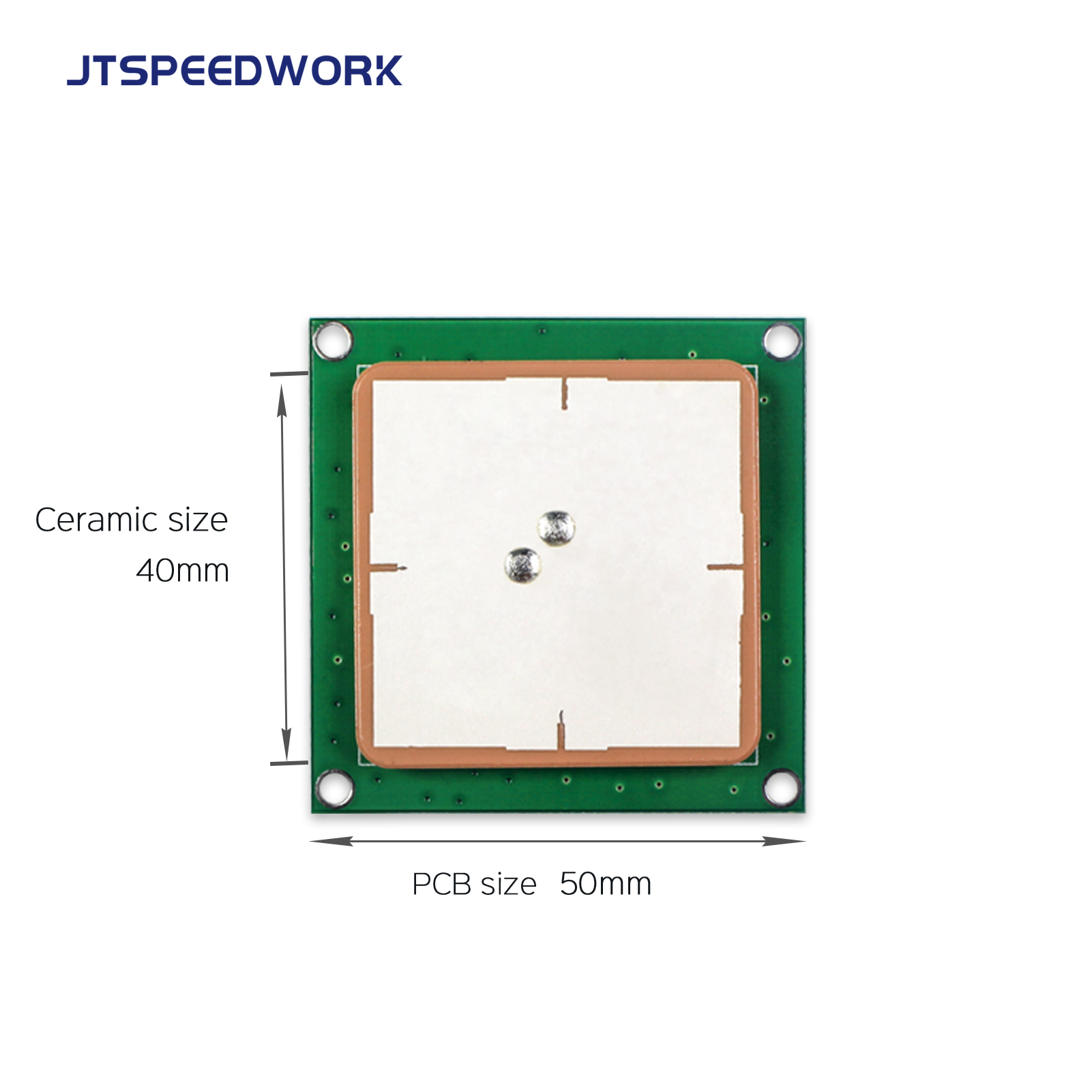 JT-T0040 3dBi UHF RFID Ceramic Antenna 40*40mm 860-960MHz RHCP Circular Polarization Custom Connector