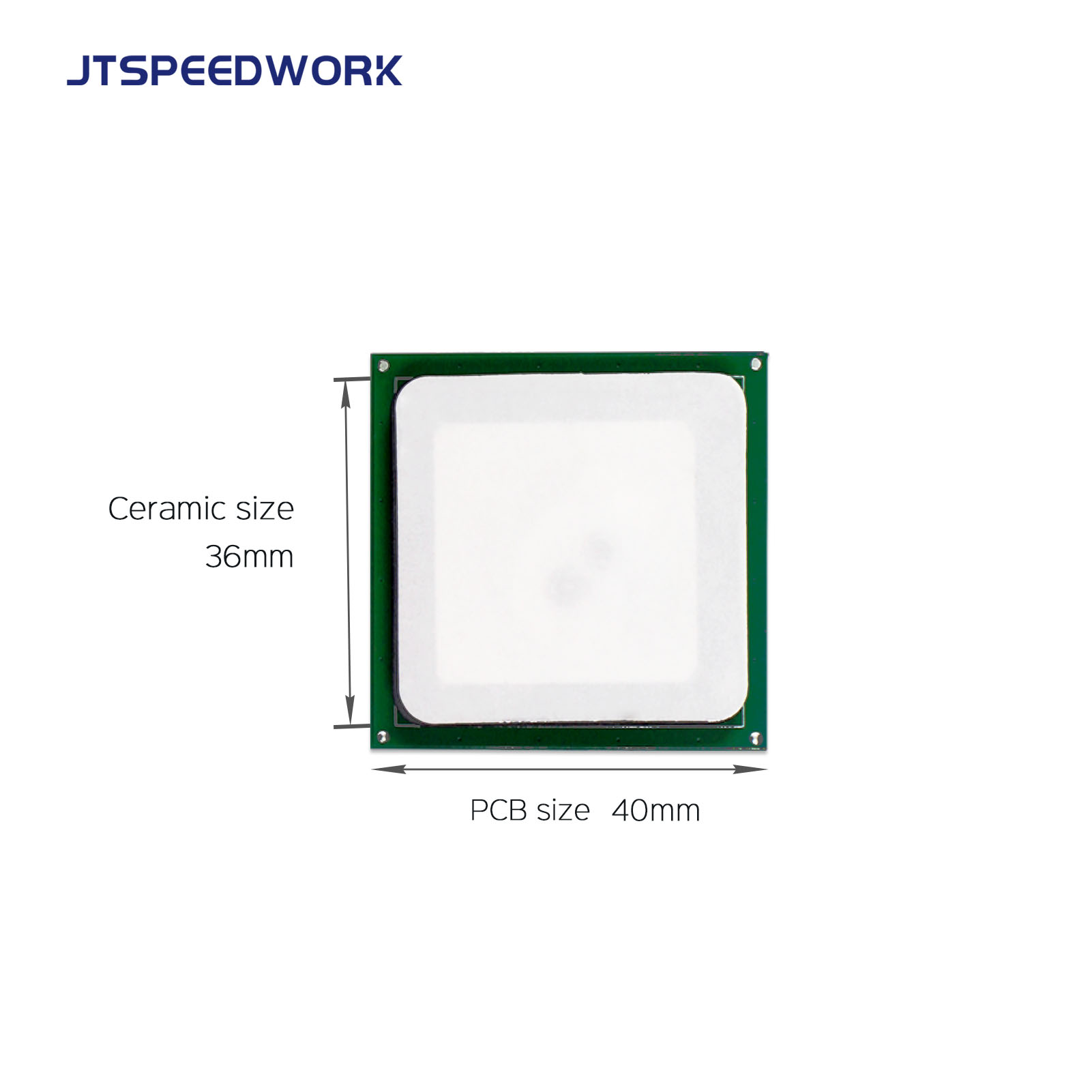 JT-T0036 3dBi UHF RFID 세라믹 안테나 36*36mm 865-868/902-928MHz RHCP (PDA용)